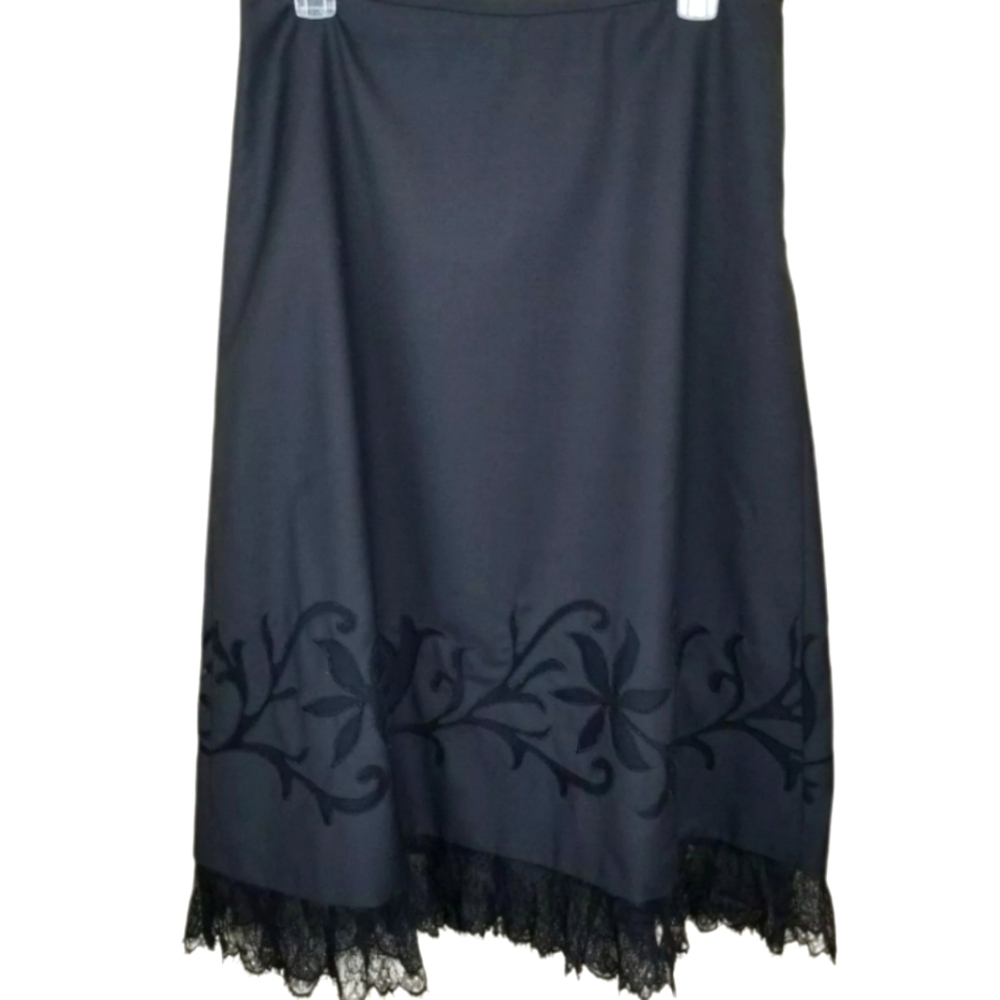 NEW! LOFT A-line Embroidered Lace Wool Blend Skirt 10.